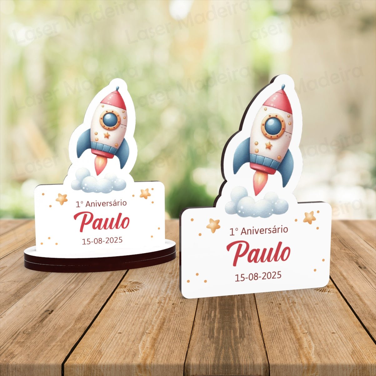 Lembrança Personalizada com Foguetão - Iman ou base - Laser Madeira